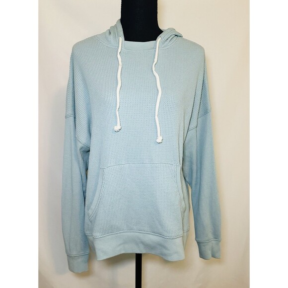 Aerie Hoodie Pullover Waffle Knit Oversized Sage Green Sweatshirt SMALL - Picture 1 of 11